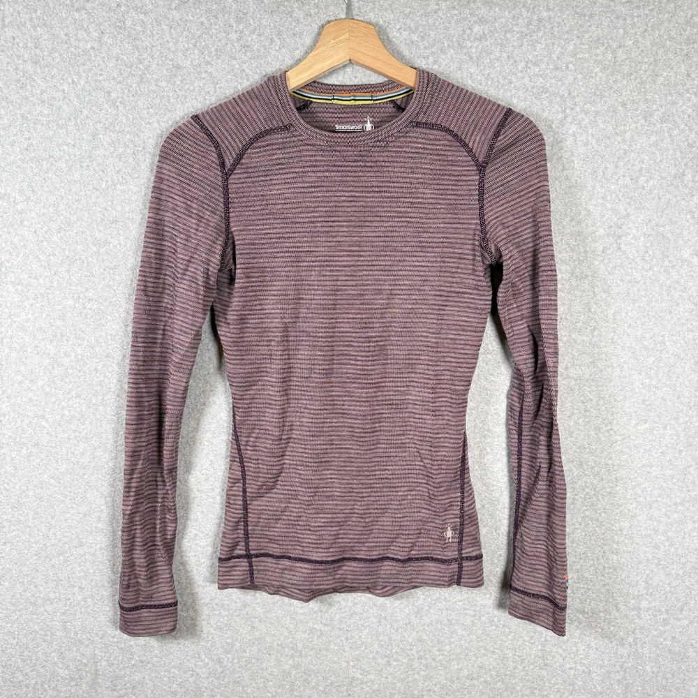 Smartwool Base Layer Longsleeve Womens XS Purple Striped Merino Wool